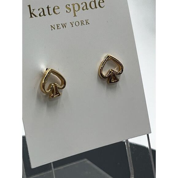 Kate Spade Gold Plated Open Spade Stud Earrings New - Picture 5 of 10